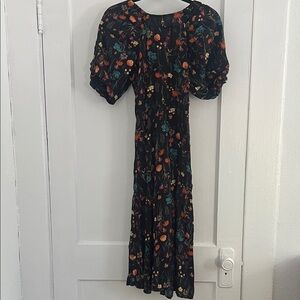 a new day Black Multicolor Floral Midi Dress